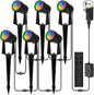 Banord RGBW Color Changing Outdoor Landscape Lighting, 6 Pack Low Voltage LED Outdoor Spotlight with Remote, IP65 Waterproof for Yard, Garden, Lawn