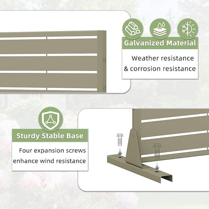 Casaphoria Metal Privacy Screen Outdoor, 72" H x 47" W Freestanding Decorative Privacy Screen for Patio Deck Balcony Garden with Stable Base, Green-Louvered