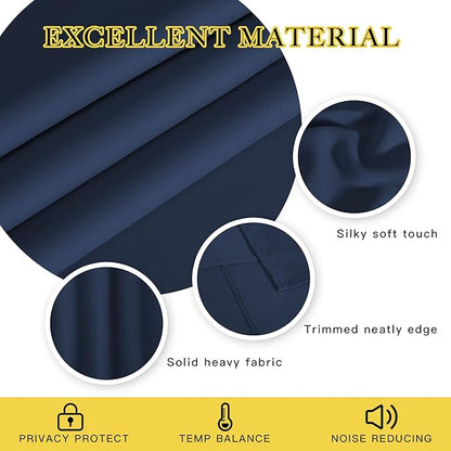 NICETOWN Navy Blue Blackout Window Curtain for Doorway - Grommet Privacy Window Treatment Energy Saving Thermal Insulated Room Darkening for Bedroom (1 Panel, W46 x L90)