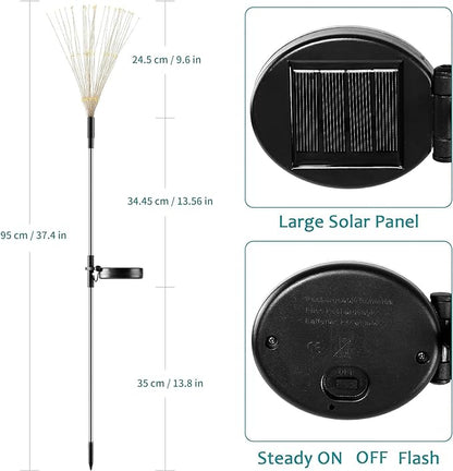 JJGoo Solar Firework Lights, 2 Pack 150 LEDs 2 Lighting Modes Solar Lights Outdoor Waterproof for Garden Patio Walkway Pathway Party Wedding Christmas Decorative - Blue