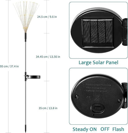 JJGoo Solar Firework Lights, 2 Pack 150 LEDs 2 Lighting Modes Solar Lights Outdoor Waterproof for Garden Patio Walkway Pathway Party Wedding Christmas Decorative - Pink
