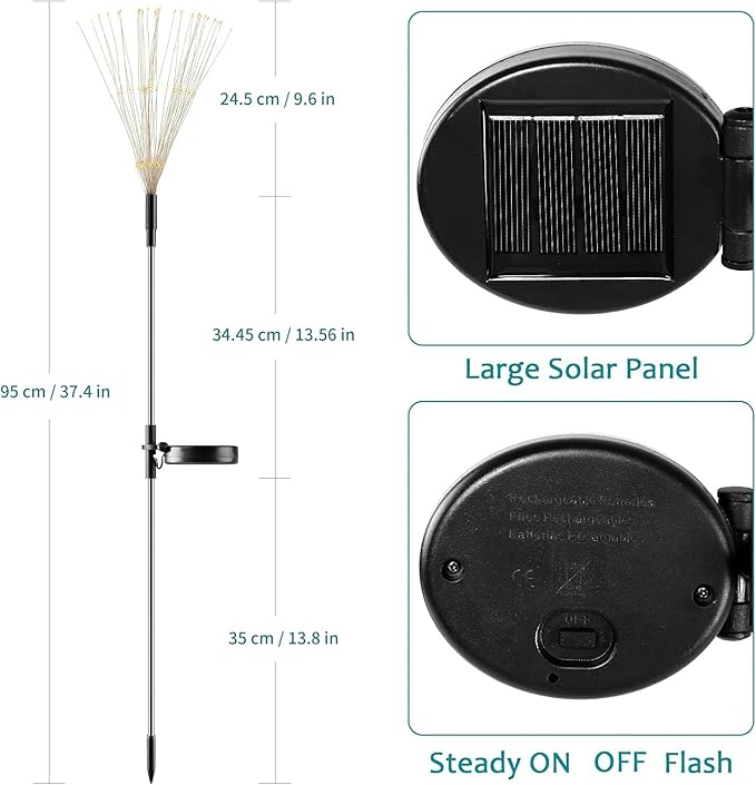 JJGoo Solar Firework Lights, 2 Pack 120 LEDs 2 Lighting Modes Solar Garden Lights Outdoor Waterproof for Yard Patio Walkway Pathway Party Wedding Christmas Decorative - Pink