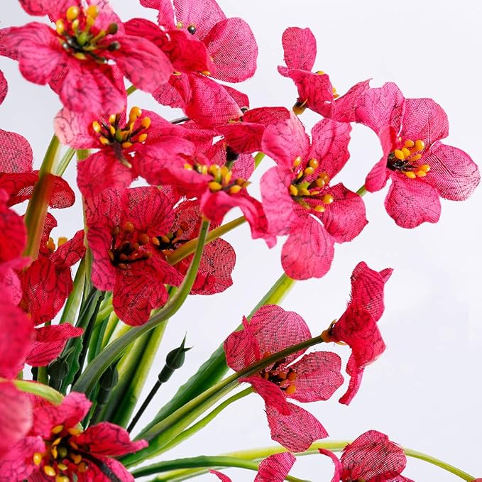 Rose Red Artificial Flower Bundles, 30 Pack UV Resistant Indoor Outdoor Plants
