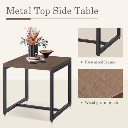 Belord Outdoor Bistro Set 3 Piece Wicker Swivel Rocker Patio Chairs, Oversize Outdoor Rattan Seating Set, Patio Swivel Glider Chairs Wicker Furniture with Metal Side Table for Porch Backyard, Brown