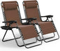 Nestl Zero Gravity Chairs Set of 2, Patio Lounge Chair Outdoor with Pillows & Cup Holder Trays, Adjustable Steel Mesh Reclining Camping Chair, Folding Patio Lawn Chair for Deck, Beach, Yard - Brown