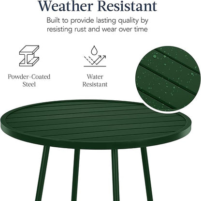 Best Choice Products 3-Piece Patio Dining Set, Bar Height, Outdoor Bistro Set, Outdoor Round Bar Table w/ 2 Bar Stools, Steel - Dark Green