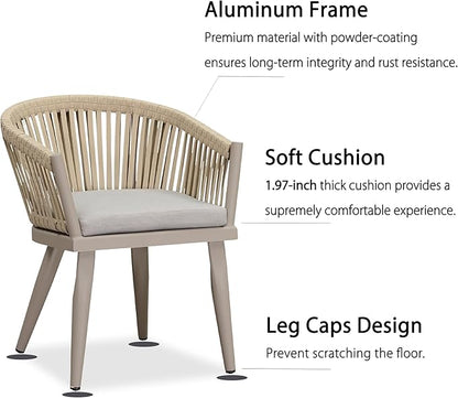 PURPLE LEAF 9 Pieces Outdoor Dining Set with Patio Aluminium Square Dining Table and Wicker Rattan Chairs Modern Furniture Cushions Sets for Backyard Indoor Decor Kitchen Champagne
