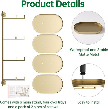 Rotating Window Shelves for Multiple Plants Indoor,4-tier Metal Corner golden Plant Stand Holder Floating Hanger Shelf for Wall，Windows Sill Gifts for Planter Lover to Enhance Home Decor