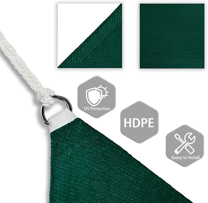 Patio Paradise 21' x 21' x 21' Sun Shade Sail Triangle Canopy Shade Cloth Fabric Sunlight Block Patio Pergola Cover HDPE Deck Awning for Outdoor Backyard Roof Shading, Green