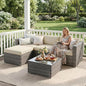 Outdoor Patio Furniture Set, Rattan Outdoor Sectional Furniture, Patio Conversation Sets for Balcony, Porch, Backyard, Deck, Garden, Beige