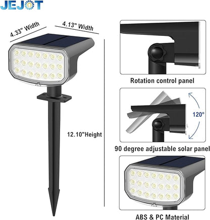Solar Lights Outdoor Waterproof IP65, Super Bright LED with Lens, 6500K 2 Lighting Modes, Solar Powered Yard Garden Solar Spot Lights for Outside Landscape Auto On/Off -8 Pack