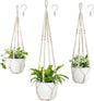 Mkono 3 Pack Macrame Plant Hangers Indoor Different Size Hanging Planter Basket Flower Pot Holder with Beads No Tasselss 43"/35"/29", Large, Ivory