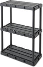 Gracious Living 4 Pack Light Duty Storage Shelves, Knect-A-Shelf 3-Shelf Ventilated Shelving Rack Organizer for Home, Garage, Basement, Laundry, Black