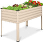 Best Choice Products 48x24x30in Galvanized Raised Garden Bed, Metal Elevated Planter Box, Vegetable Garden for Backyard, Patio, Balcony - Beige