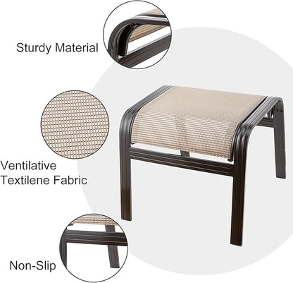 Outdoor Footstools Metal Patio Chairs Outdoor Ottoman Furniture Outside Footrests Small Seat Set of 2 for Garden,Balcony,Lawn, 22 inches *20 inches *17 inches