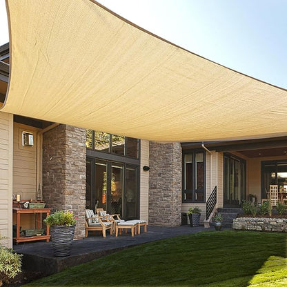 LOVE STORY Custom Size 16'x24' Sand Sun Shade Sail Rectangle UV Block Canopy Patio Sail Sunshades Fabric for Outdoor Garden Carport (We Make Custom Size)