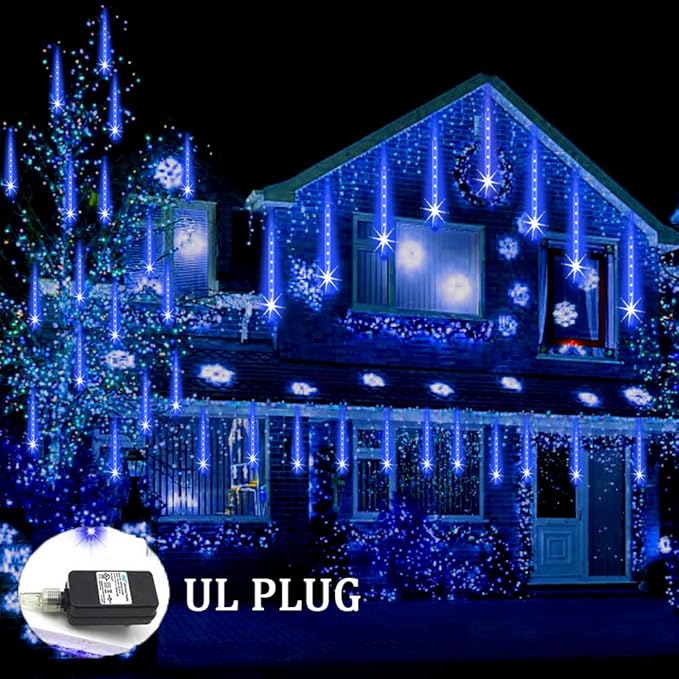 String Lights, 32-Tube Blue Meteor Shower with 768 LEDs
