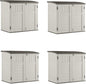 Suncast 4 Pack 34 Cu Ft Capacity Horizontal Outdoor Storage Shed for Garbage Cans, Garden Accessories, Backyard, and Patio Use, Vanilla