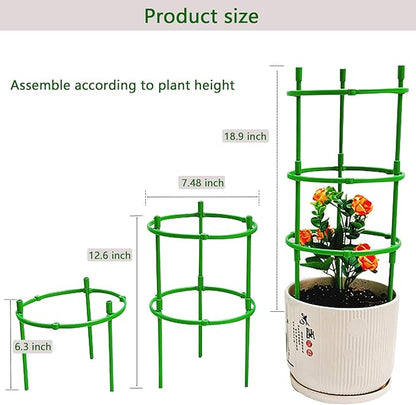 12 Packs Plant Support Stakes, Plant Support with Garden Wire Ties for Indoor Plants, Plastic Stackable Garden Flower Support, Plant Stakes for Tomato, Monstera, Peony, Hydrangea Climbing Plants