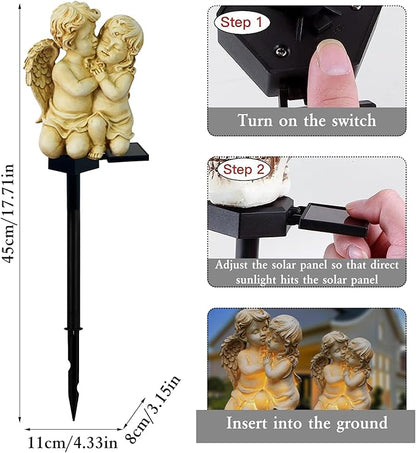 Solar Garden Angel Lights, Waterproof Outdoor Garden Angels Statue Decorations Angels Solar Lights for Cemetery Gravesite Grave Outside Yard Patio Lawn Porch (Baby Angel)