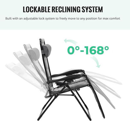JEAREY Oversized Padded Zero Gravity Chairs, Folding Lounge Chair Outdoor Patio - Image 6