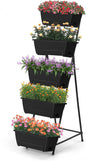 5 Tier Vertical Raised Garden Bed Planter Box, Vertical Raised Bed with Drainage Holes for Indoor Outdoor Herbs Flowers Vegetables Plants, Black