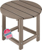 LZRS Round Adirondack Patio Side Table End Table, Outdoor Side Tables for Patio, Backyard,Pool, Indoor Companion, Easy Maintenance & Weather Resistant(Weather Wood)