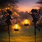 Solar Fairy Garden Accessories Outdoor 1 Pair - Metal Stakes Decorative Figurines Housewarming Ornament for Patio, Lawn, Yard, Pathway - Unique Gift Ideas for Gardening Mom Grandma (Warm Lighting)