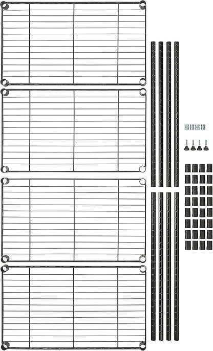 Amazon Basics 4-Shelf Steel Wire Storage Shelves for Garage, Adjustable Metal Shelving Unit, 200 lbs Per Shelf, 23.2" W x 48" H x 13.4" D, Black | Sturdy, Adjustable, Easy Assembly, Storage