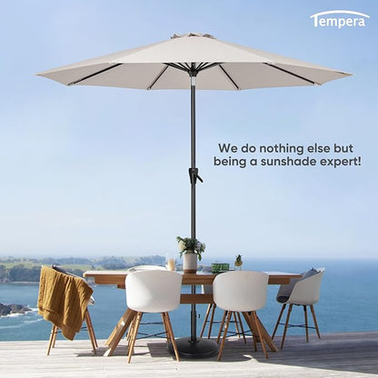 Tempera Patio Market Outdoor Table Umbrella with Auto Tilt and Crank, Large Sun Umbrella with Sturdy Pole & Fade Resistant Canopy, Easy to Set