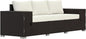 Outsunny 3 Seater Wicker Sofa with 2 Storage Side Tables and Thickened Cushions, Rattan Outdoor Patio Sofa with Wide Armrests, Wicker Outdoor Couch for Porch, Garden, Backyard, Cream White/Brown