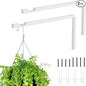 2 Pack 8 Inch Plant Hanger Hooks for Indoor Hanging Plants, Heavy Duty Steel Hanging Plant Brackets Wall Mount Hooks for Hanging Bird Feeders Flower Basket Wind Chime Solar Lanterns Outdoor, White