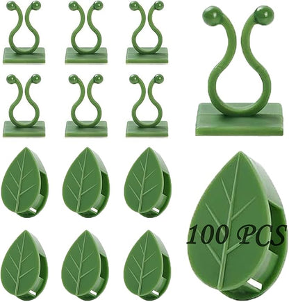 Plant Climbing Wall Fixture Clips, 100Pcs Self-Adhesive Plant Fixer Wall Clips Hook Vines Traction, Invisible Holder Leaf Shaped Wall Vines Fixing Clips Indoor Outdoor Decor