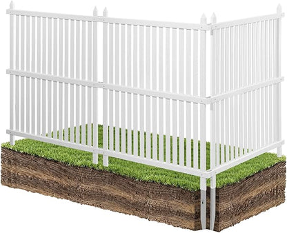 VEVOR 3 Panels Outdoor Privacy Screen, 36 x 45 in Air Conditioner Fence with 19.7 in Ground Stakes, Pool Equipment Enclosure, Strip Vinyl Privacy Fence, Ideal for Trash Can and A/C Units, White