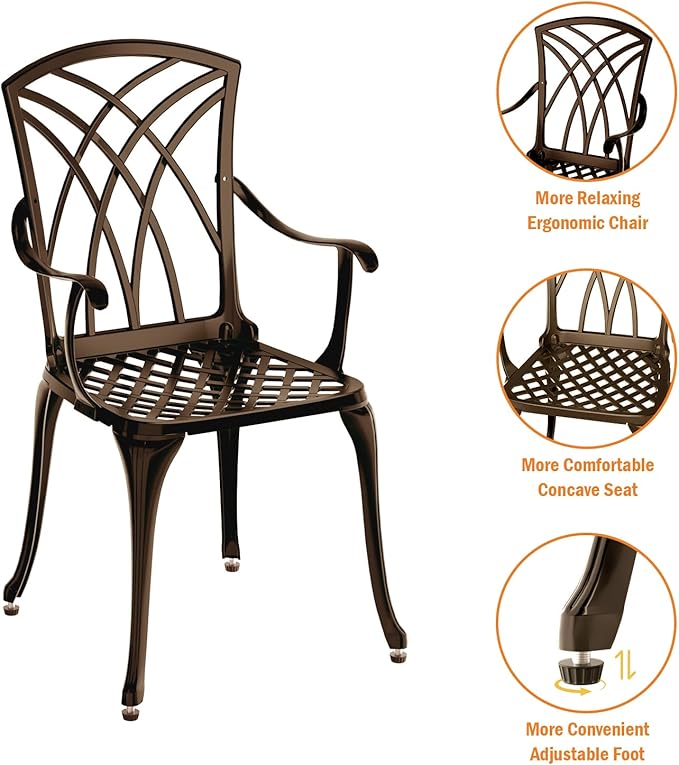 Bistro Set 3 Piece Cast Aluminum with Umbrella Hole, Bronze