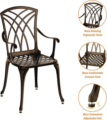 Bistro Set 3 Piece Cast Aluminum with Umbrella Hole, Bronze