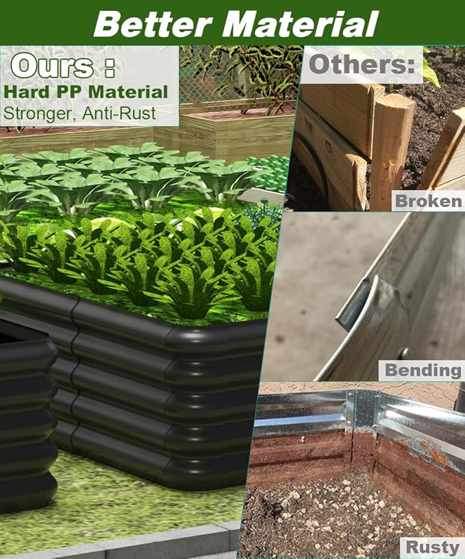 4.3x3.0x1.0ft Raised Garden Bed Kit for Outdoor, PP Material Planter Boxes, Large Garden Box Flower Bed with Easy Assembly, Gardening Containers for Vegetables, Flowers, Herbs, Black