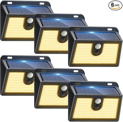 [6 Packs] Solar Motion Sensor Outdoor Lights, Super Bright Solar Lights Outdoor Waterproof, 3 Lighting Modes Security Wall Light for Outside Walking Dog Fence Backyard Deck Garden Door Step Garage