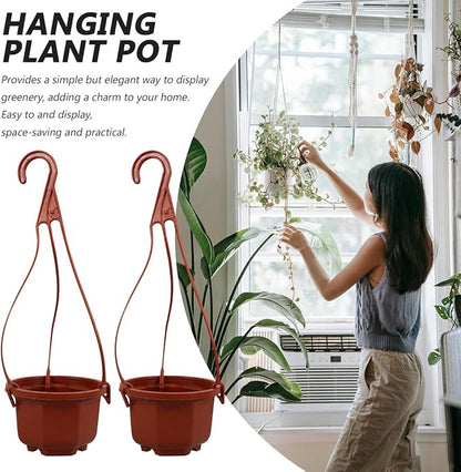 YARNOW 10 Pack Plastic Hanging Planters with Drainage Holes & Chains, 3.5 Inch Hanging Pots for Plants Indoor Balcony Garden Patio