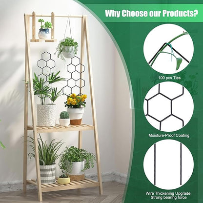 Small Trellis for Potted Plants, 15.94 inch Metal Plant Trellis for Climbing Plants Indoor Pot Honeycomb Shape Lattice for Ivy Vines Hoya Houseplants Flower 2 Pack