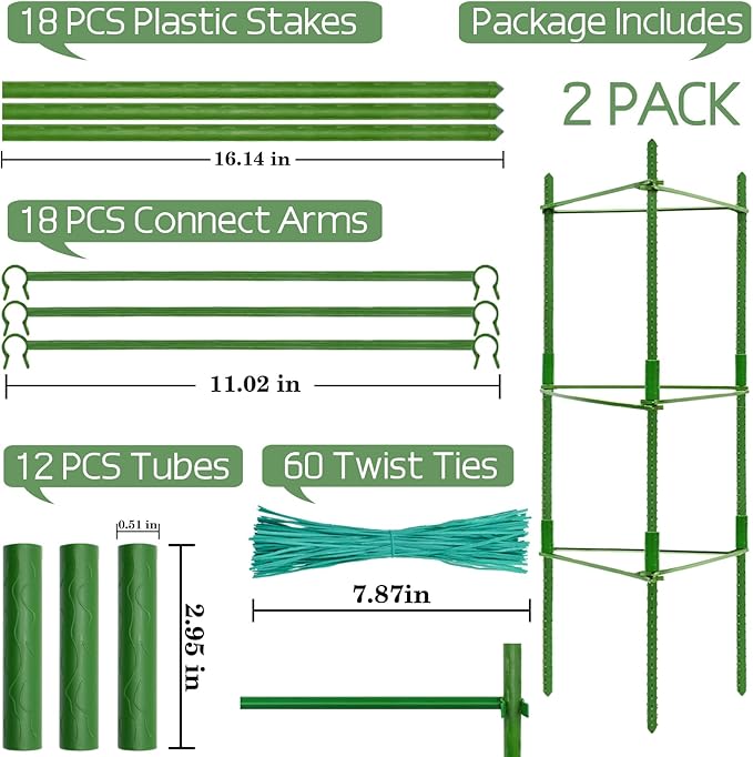 Halatool 2 Pack Tomato Cages for Garden,Up to 48in Adjustable Tomato Cage, Garden Stakes Tomato Trellis for Pots, Tomato Plant Support for Raised Garden Bed & Climbing Vegetables Flowers