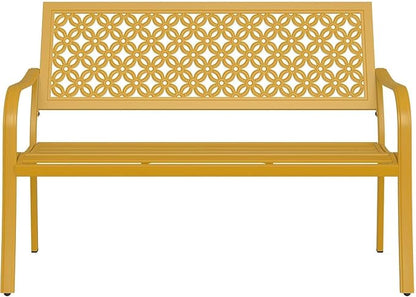 Grand patio 50" Outdoor Bench, Garden Benches with Anti-Rust Metal Powder Coated Frame, Patio Bench for Front Porch Park Outside Furniture Decor, Sunflower Yellow