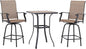PHI VILLA 3 PCS Patio Swivel Bar Sets Textilene High Bistro Sets with 2 Outdoor Bar Stools and 1 Square Bar Table, Brown