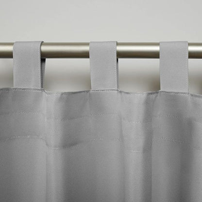 Exclusive Home Cabana Solid Indoor/Outdoor Light Filtering Hook-and-Loop Tab Top Curtain Panel Pair, 54"x63", Cloud Grey