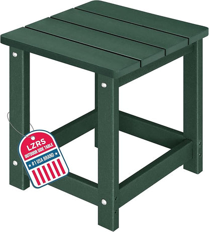 LZRS Adirondack Square Outdoor Side Table for Patio, Pool Composite Patio Table,HDPE End Tables for Backyard,Pool, Indoor Companion, Easy Maintenance & Weather Resistant(Dark Green)