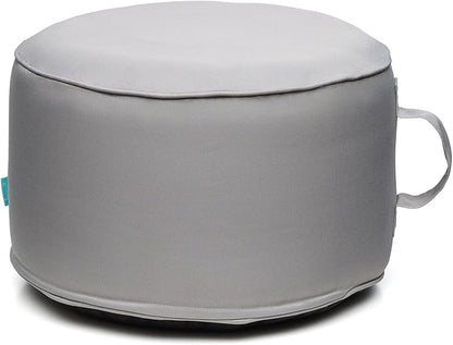 QILLOWAY Indoor/Outdoor Inflatable Stool,Round Ottoman,All Weather Foot Rest for Camping or Home,Light Grey