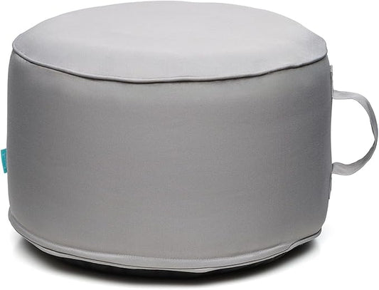 QILLOWAY Indoor/Outdoor Inflatable Stool,Round Ottoman,All Weather Foot Rest for Camping or Home,Light Grey