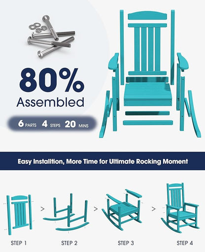Rocking Chairs, 2-Pack in Aruba Blue, Weather-Resistant HDPE