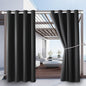 Waterproof Outdoor Curtain W52 x L63 - Grommet Top Sunlight Blocking Window Treatment Drapes Blackout Curtains for Home Bedroom Living Room Outdoor Patio Porch Pergola (Dark Gray, 2 Panels)