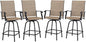 PHI VILLA Outdoor Bar Stools Set of 4, Swivel Patio Bar Stools & Chairs with 30" Seat Height & Brown Textilene Backrest, Tall Outdoor Chairs Bar Funiture for Outside, Porch and Yard